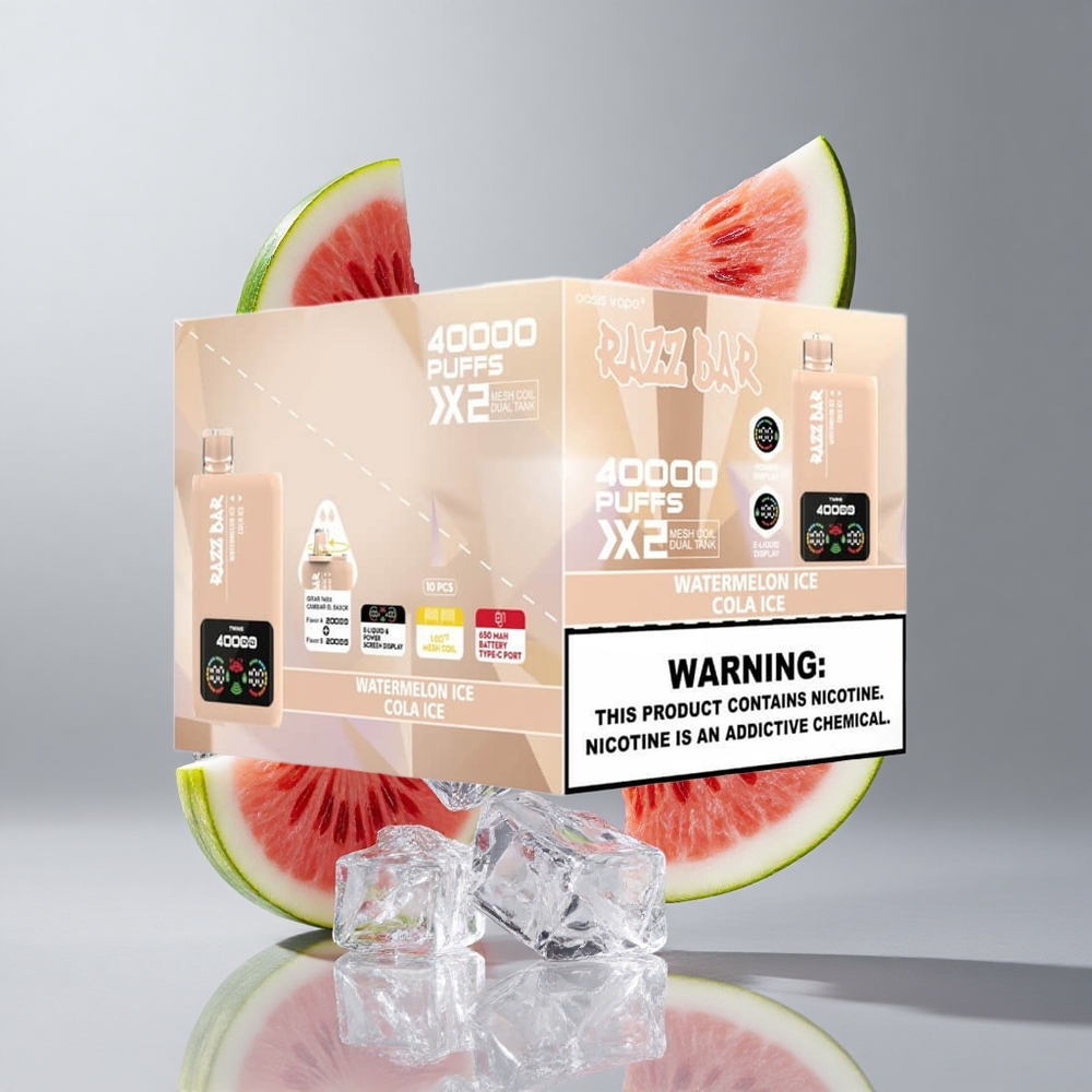 Razz Bar 40000 Puffs Egyhasználatos Vape Görögdinnye Jég_Kóla Jég és Energiakijelző Képernyő