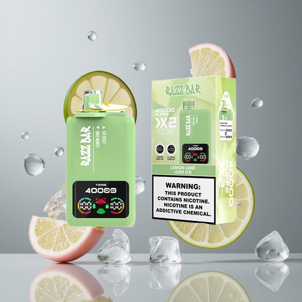 Razz Bar 40000 Puffs Egyszer Használatos Vape Citrom Lime_Lush Ice és Málna 650 Mah Akku Type-C Port 2%,5% Nikotintartalom