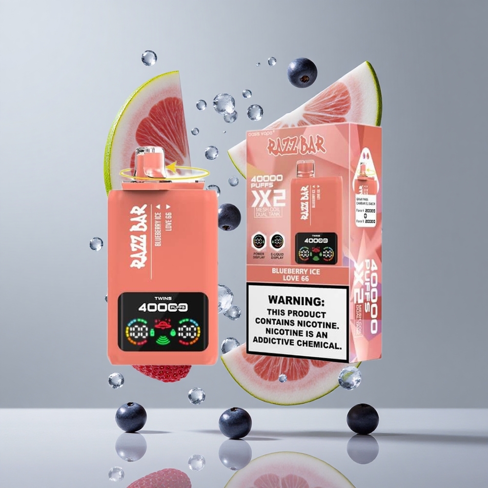 Razz Bar 40000 Puffs Eldobható E-szigi Áfonya Jég_Love 66 és 650 Mah Akku