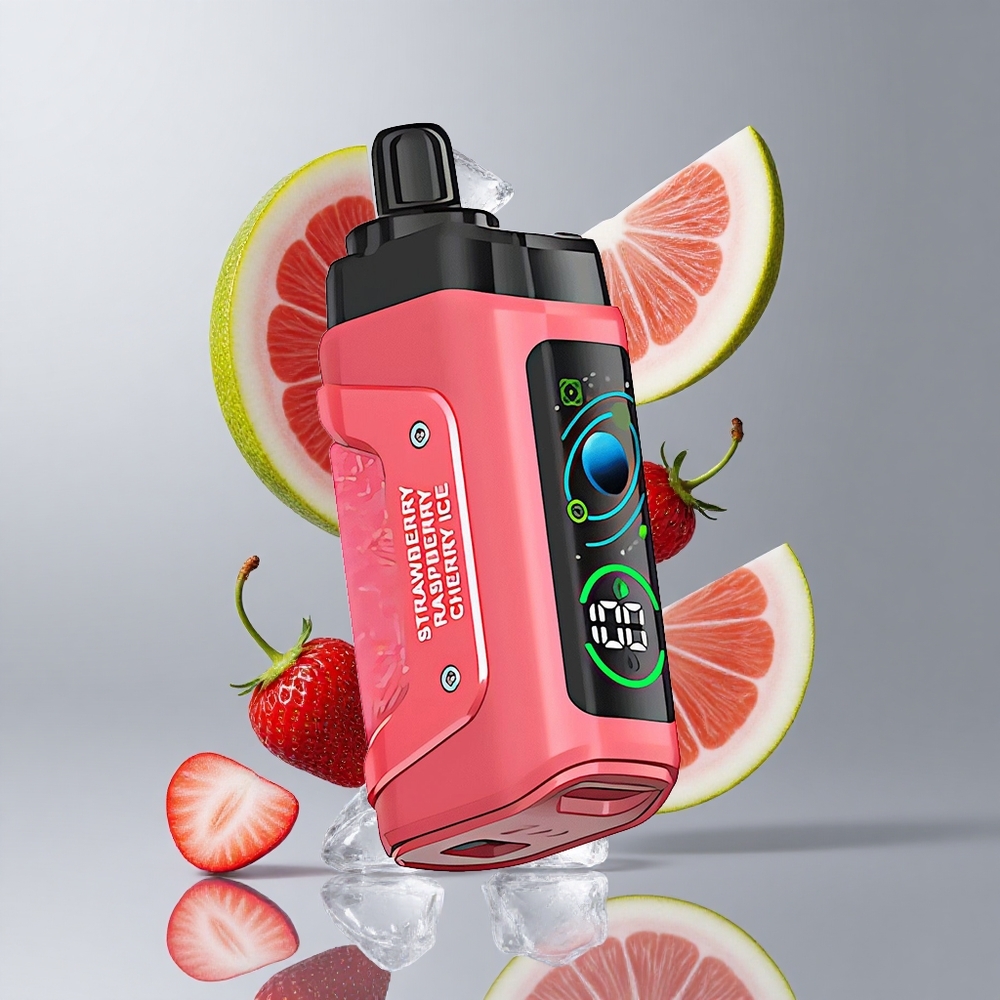 Razz Bar 45000 Puffs Egyhasználatos E-cigaretta Eper-Cseresznye Jég Beállítható Légáramlás és Type-C Töltés