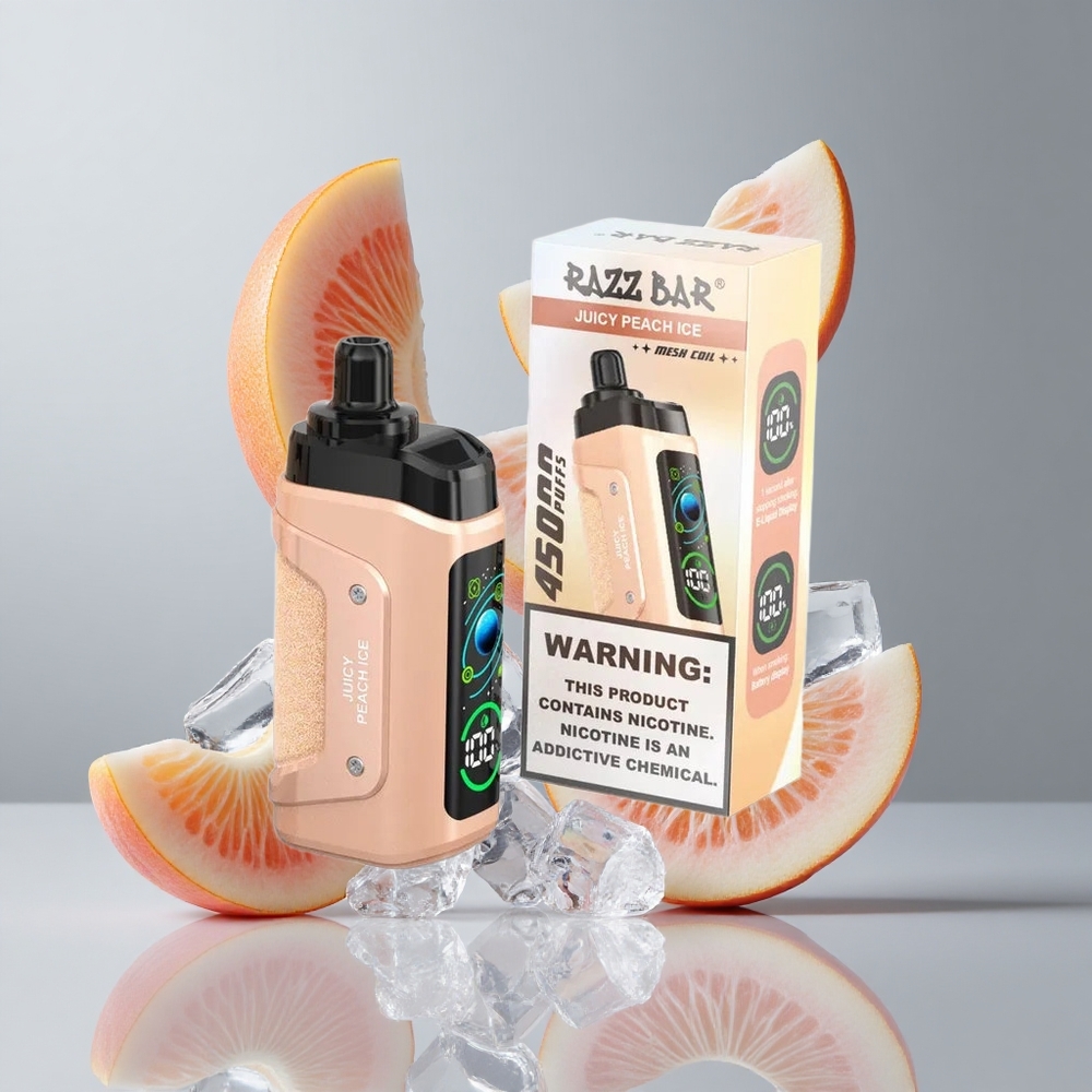 Razz Bar 45000 Puffs Elszívható E-cigaretta Juicy Peach Ice és Adjustable Airflow