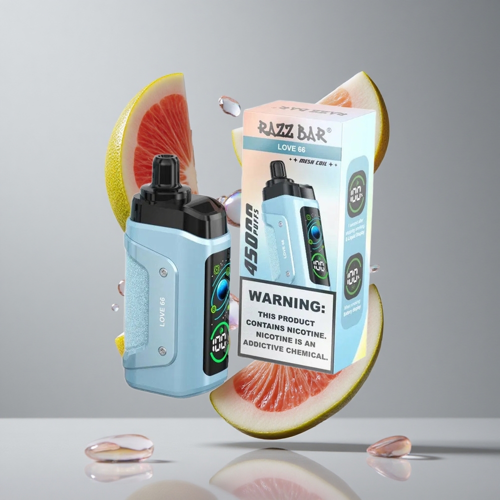 Razz Bar 45000 Puffs Szerelem 66 Eldobható E-cigaretta Állítható Légáramlás és 1.0 Ohm Mesh Coil